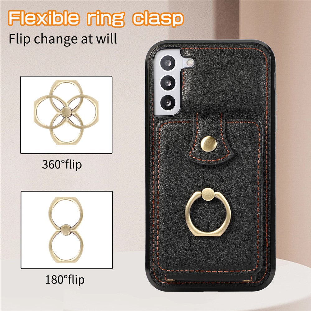 For Samsung Galaxy S21+ 5G Case TPU+PU Leather RFID Blocking Card Holder Phone Cover