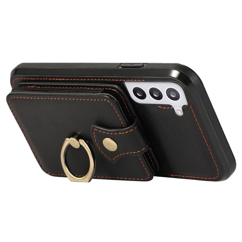 For Samsung Galaxy S21+ 5G Case TPU+PU Leather RFID Blocking Card Holder Phone Cover