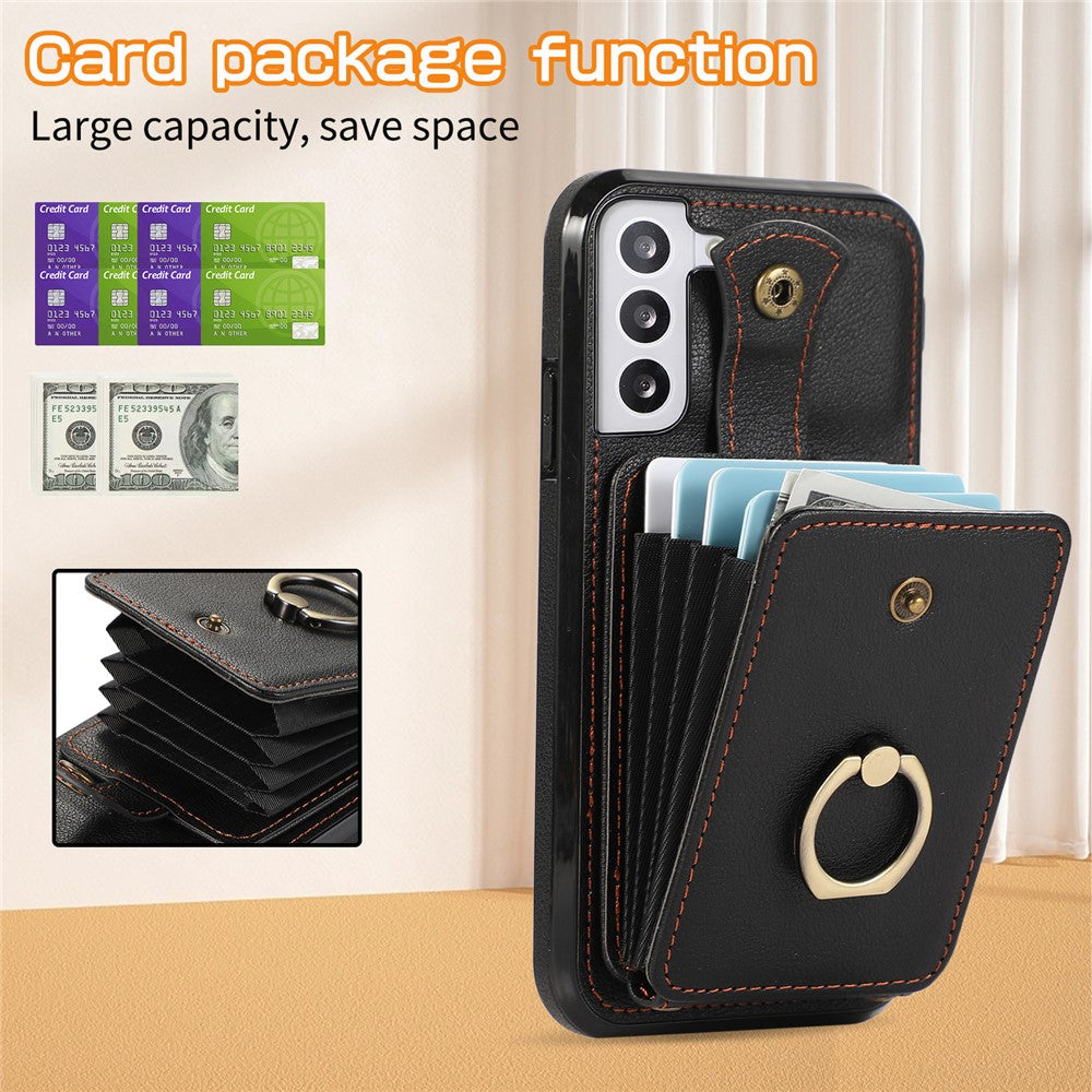 For Samsung Galaxy S21+ 5G Case TPU+PU Leather RFID Blocking Card Holder Phone Cover