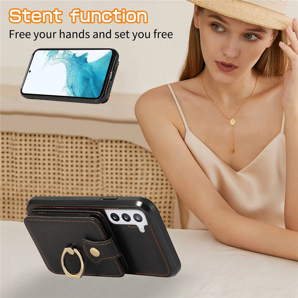 For Samsung Galaxy S21+ 5G Case TPU+PU Leather RFID Blocking Card Holder Phone Cover