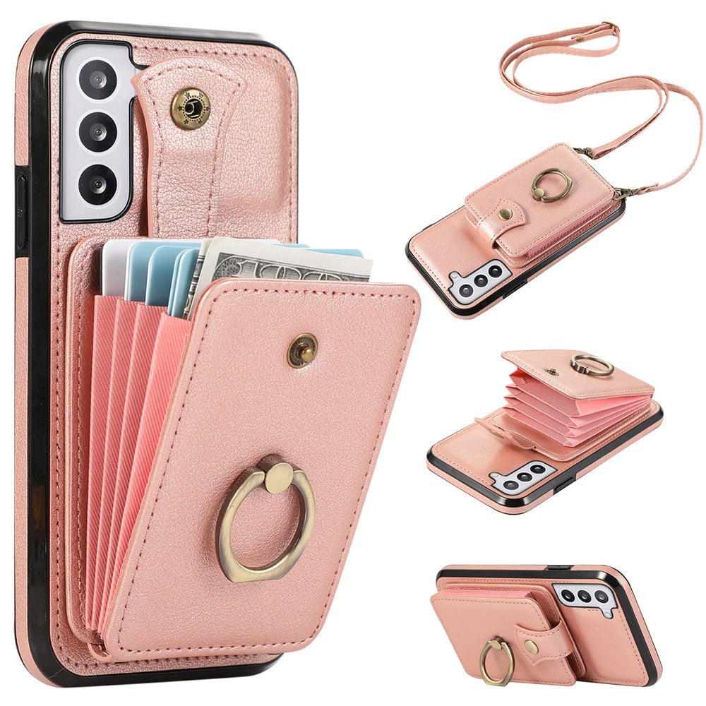 For Samsung Galaxy S21+ 5G Case TPU+PU Leather RFID Blocking Card Holder Phone Cover