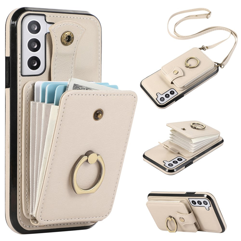 For Samsung Galaxy S21+ 5G Case TPU+PU Leather RFID Blocking Card Holder Phone Cover