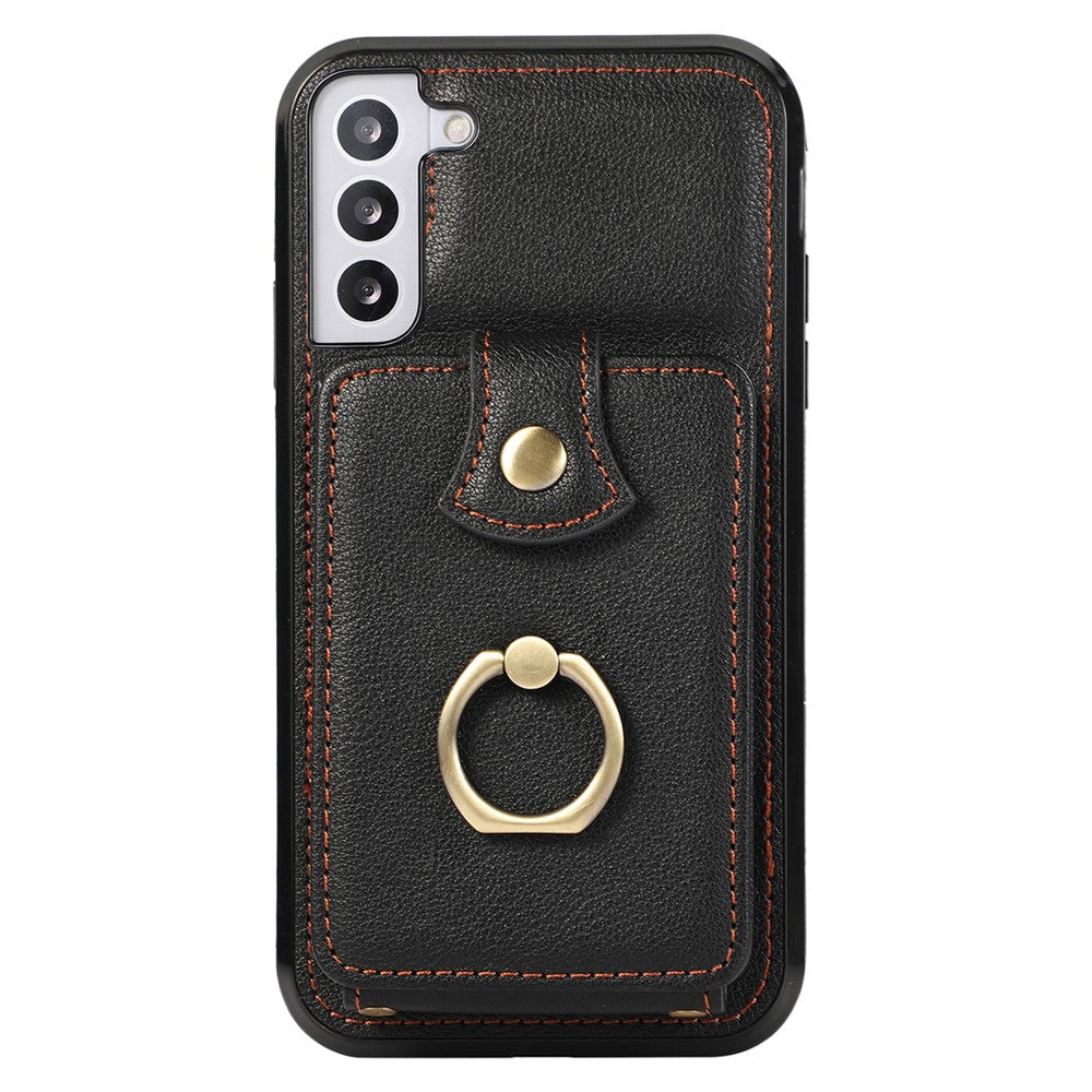 For Samsung Galaxy S22 5G Case RFID Blocking Kickstand Mobile Phone Cover TPU+PU Leather Phone Shell
