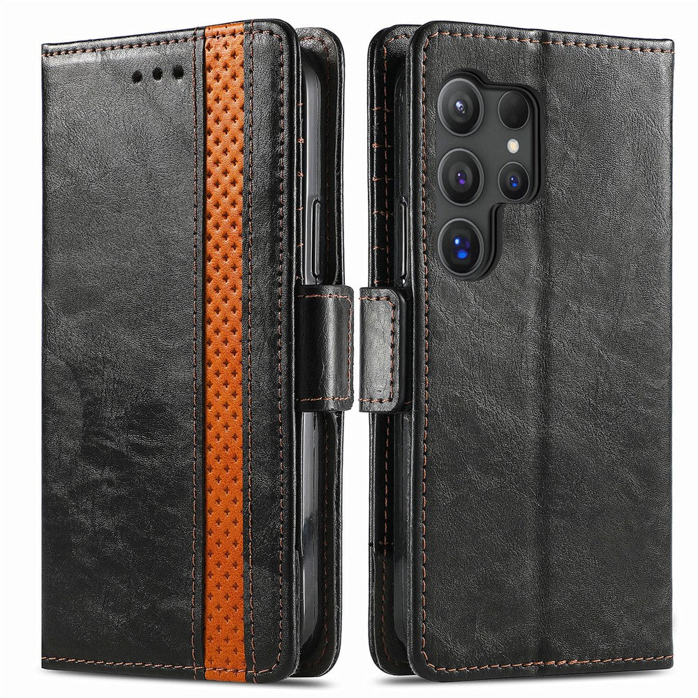 Til Samsung Galaxy S24 Ultra Telefoncovers CASENEO PU-lædercoverstativ med RFID-blokerende pung