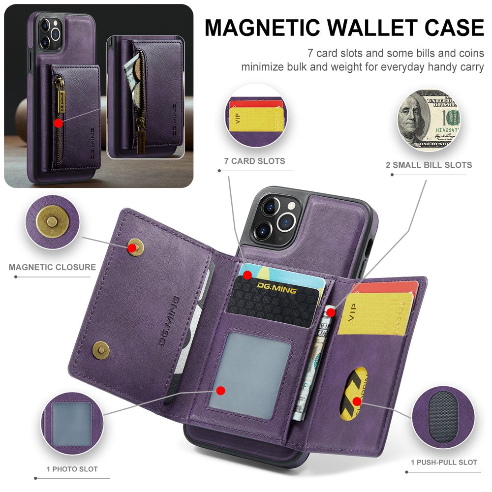DG.MING M5-serie til iPhone 11 Pro Max lædercover med aftagelig magnetisk pung