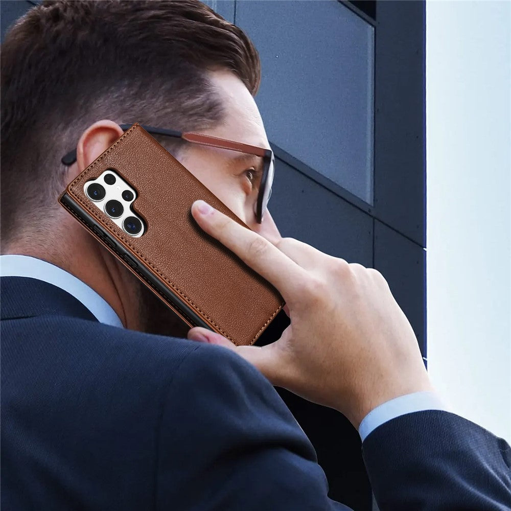 BKS-001 För Samsung Galaxy S23 Ultra Skal Magnetiskt Plånboksfodral med Automatisk Stängning