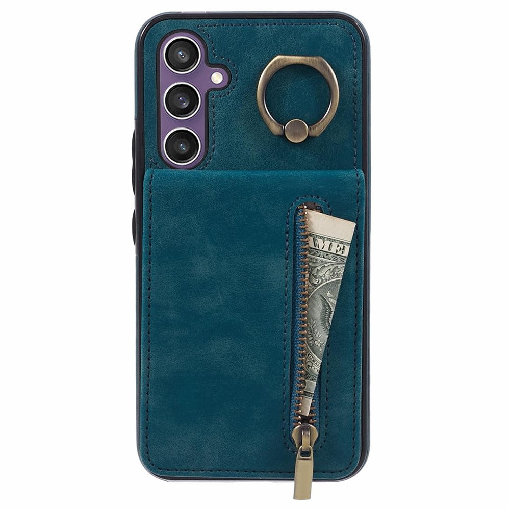For Samsung Galaxy S24 Case Wallet Retro PU+TPU Kickstand Anti-drop Phone Cover