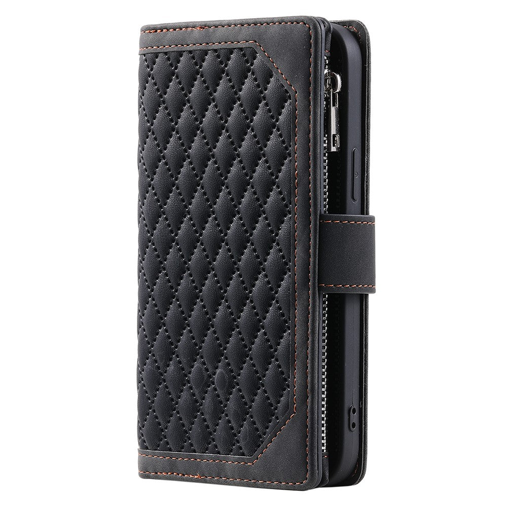 For Samsung Galaxy A55 5G Wallet Case Rhombus PU Leather Flip Phone Cover with Strap