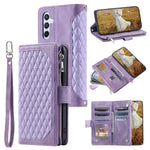 For Samsung Galaxy A55 5G Wallet Case Rhombus PU Leather Flip Phone Cover with Strap
