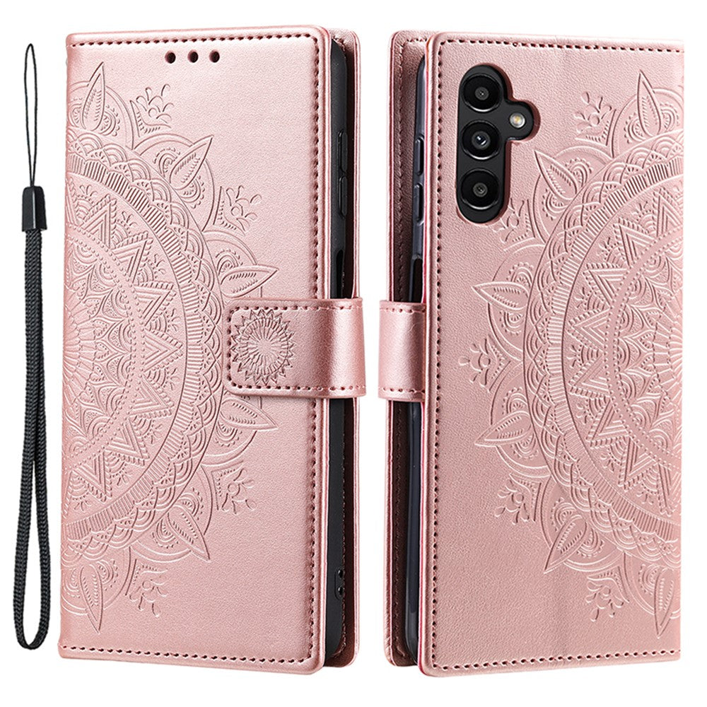 Til Samsung Galaxy A35 5G Pung Etui Mandala Mønster Blomst PU Læder Telefoncover