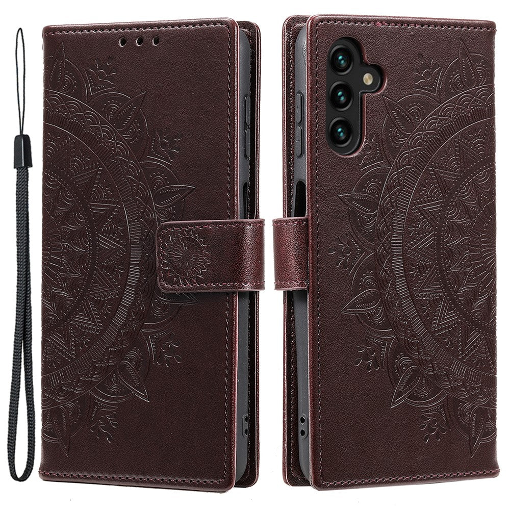Til Samsung Galaxy A35 5G Pung Etui Mandala Mønster Blomst PU Læder Telefoncover