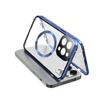 Case for iPhone 13 Pro Max Tempered Glass+Magnetic Adsorption Metal Phone Cover with Safety Lock
