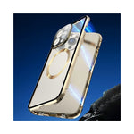 Case for iPhone 13 Pro Max Tempered Glass+Magnetic Adsorption Metal Phone Cover with Safety Lock