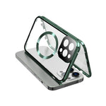 Case for iPhone 13 Pro Max Tempered Glass+Magnetic Adsorption Metal Phone Cover with Safety Lock