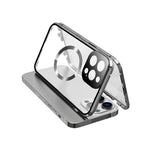 Case for iPhone 13 Pro Max Tempered Glass+Magnetic Adsorption Metal Phone Cover with Safety Lock