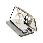 Case for iPhone 13 Pro Max Tempered Glass+Magnetic Adsorption Metal Phone Cover with Safety Lock
