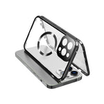 Case for iPhone 13 Pro Max Tempered Glass+Magnetic Adsorption Metal Phone Cover with Safety Lock