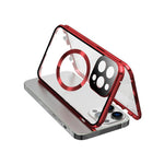 Case for iPhone 13 Pro Max Tempered Glass+Magnetic Adsorption Metal Phone Cover with Safety Lock