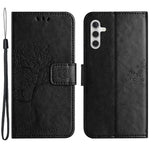 Til Samsung Galaxy A55 5G Cover med præget træuglemønster, læder telefonetui