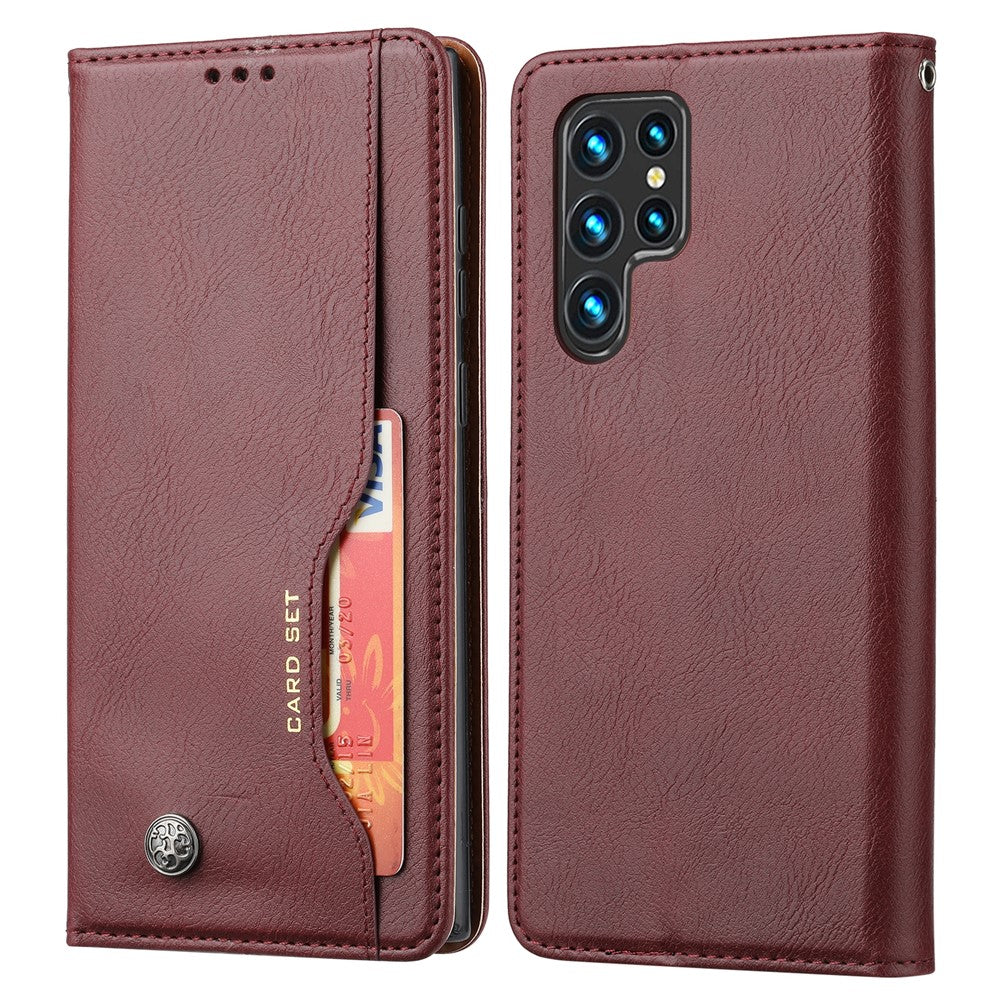For Samsung Galaxy S24 Ultra Cell Phone Case Magnetic Closing PU Leather Stand Cover