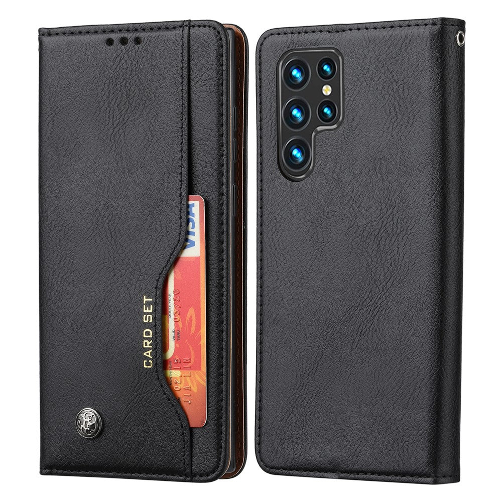 For Samsung Galaxy S24 Ultra Cell Phone Case Magnetic Closing PU Leather Stand Cover