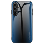 Samsung Galaxy A55 5G-skal i kolfiberstruktur med härdat glas + TPU-baksida