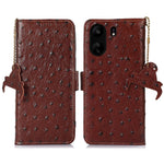 For Xiaomi Poco C65 4G / Redmi 13C Case Genuine Cow Leather Ostrich Texture Phone Cover