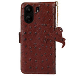 For Xiaomi Poco C65 4G / Redmi 13C Case Genuine Cow Leather Ostrich Texture Phone Cover