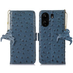 For Xiaomi Poco C65 4G / Redmi 13C Case Genuine Cow Leather Ostrich Texture Phone Cover