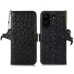 For Xiaomi Poco C65 4G / Redmi 13C Case Genuine Cow Leather Ostrich Texture Phone Cover