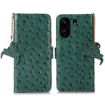 For Xiaomi Poco C65 4G / Redmi 13C Case Genuine Cow Leather Ostrich Texture Phone Cover