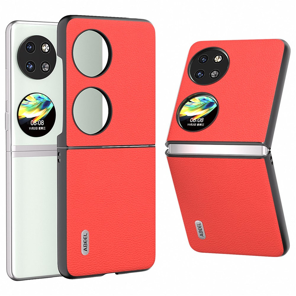 ABEEL För Huawei Pocket 2 mobilskal Äkta Koläder Flipfodral Design