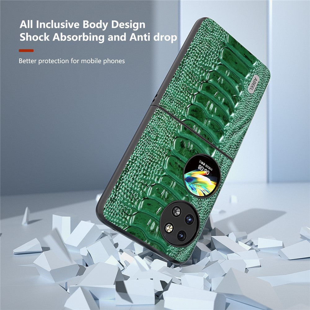 ABEEL For Huawei Pocket 2 Genuine Cow Leather Case Crocodile Texture Cover