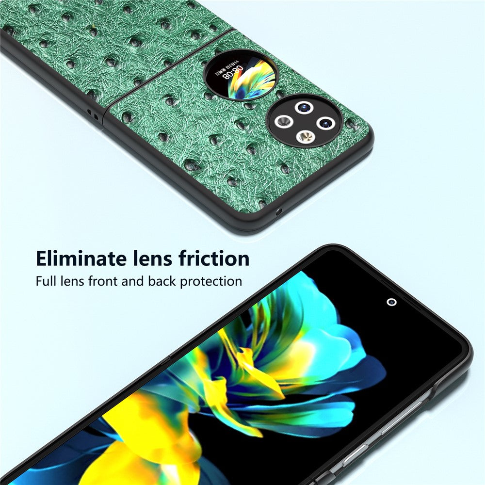 ABEEL Skyddsskal för Huawei Pocket 2 i äkta läder med strutsmönster