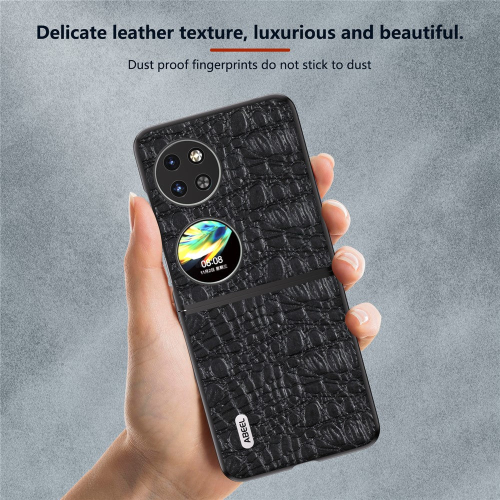 ABEEL For Huawei Pocket 2 Case Genuine Cow Leather+PC Canopy Texture Phone Cover