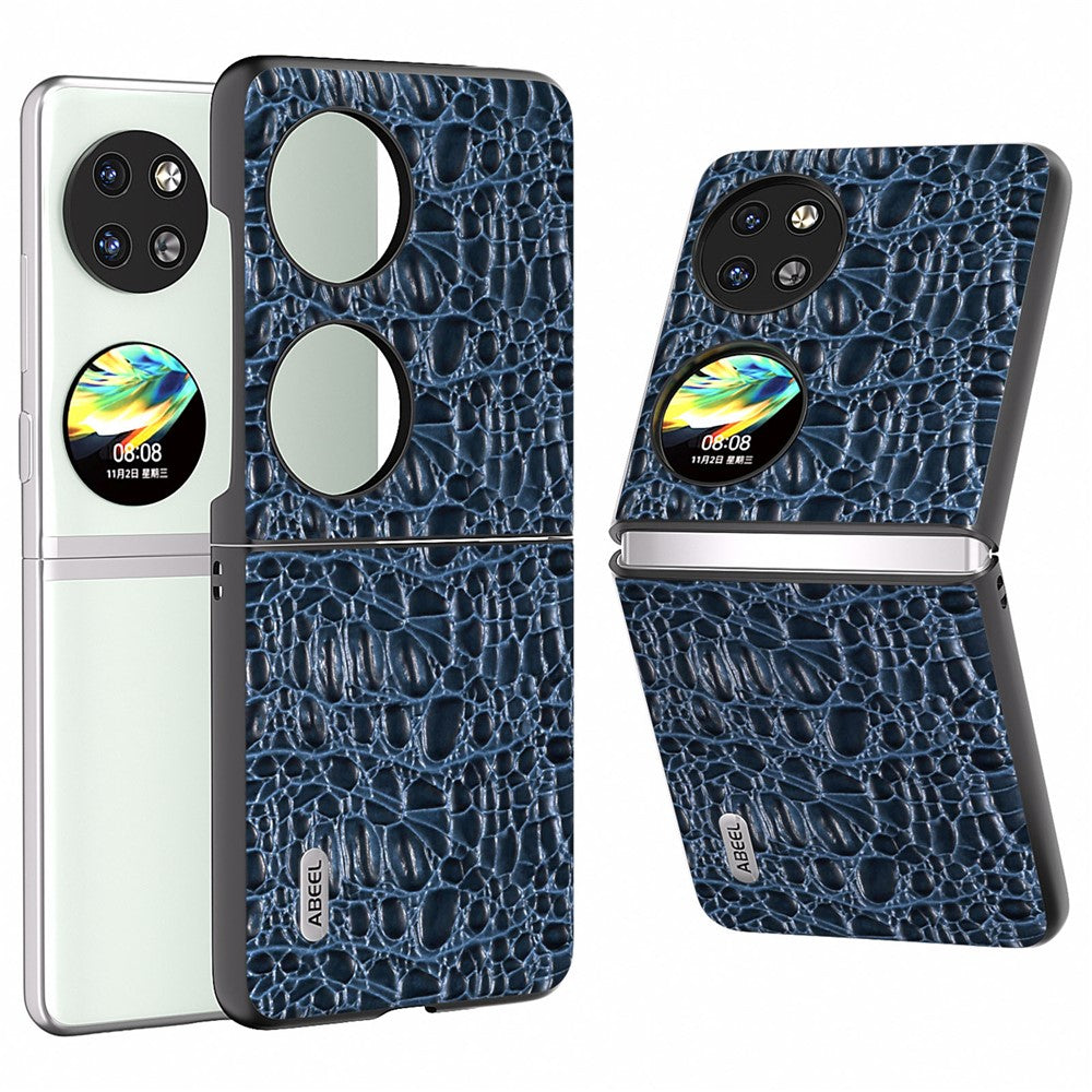 ABEEL For Huawei Pocket 2 Case Genuine Cow Leather+PC Canopy Texture Phone Cover