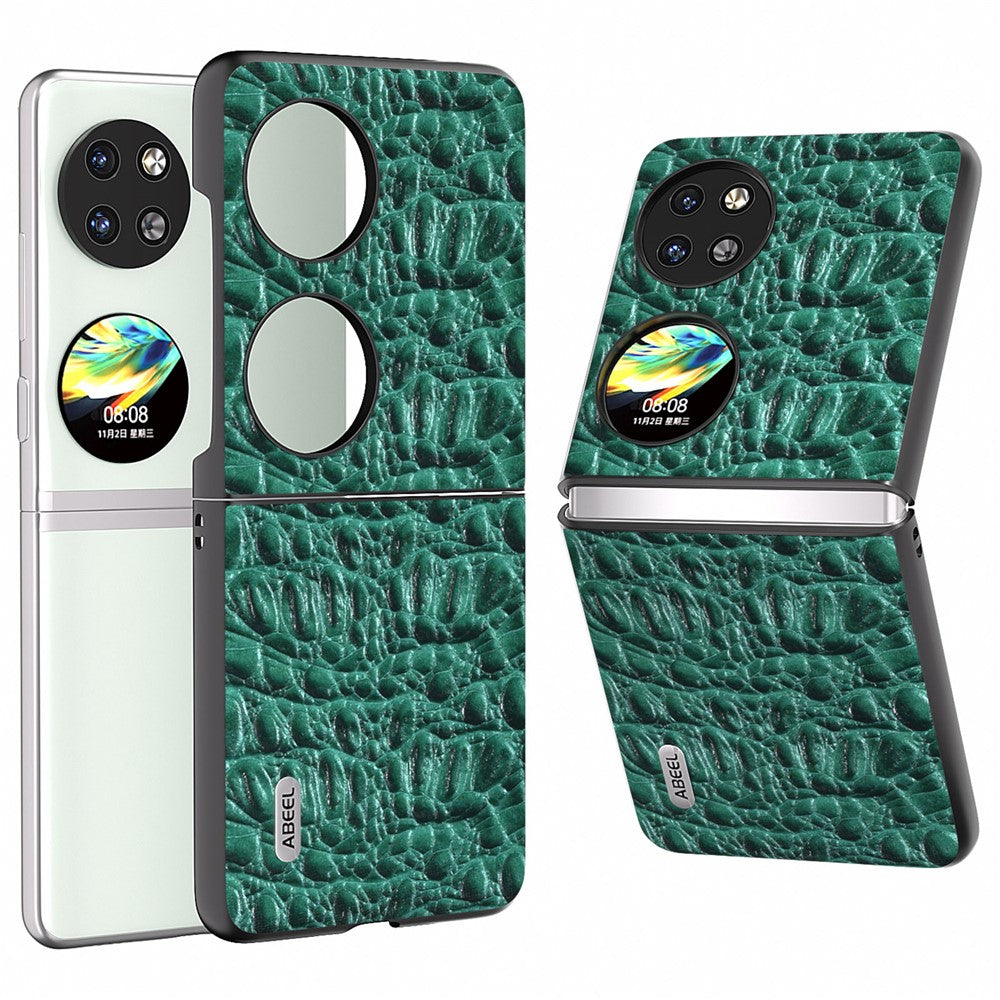 ABEEL For Huawei Pocket 2 Case Genuine Cow Leather+PC Canopy Texture Phone Cover