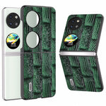 ABEEL Mobilskal För Huawei Pocket 2 Vikbart Mahjong-textur Äkta Koläder + PC-fodral