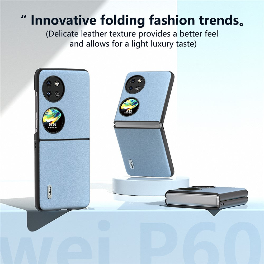 ABEEL For Huawei Pocket 2 Case Genuine Cow Leather+PC Waves Texture Phone Cover