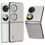 ABEEL For Huawei Pocket 2 Case Genuine Cow Leather+PC Waves Texture Phone Cover