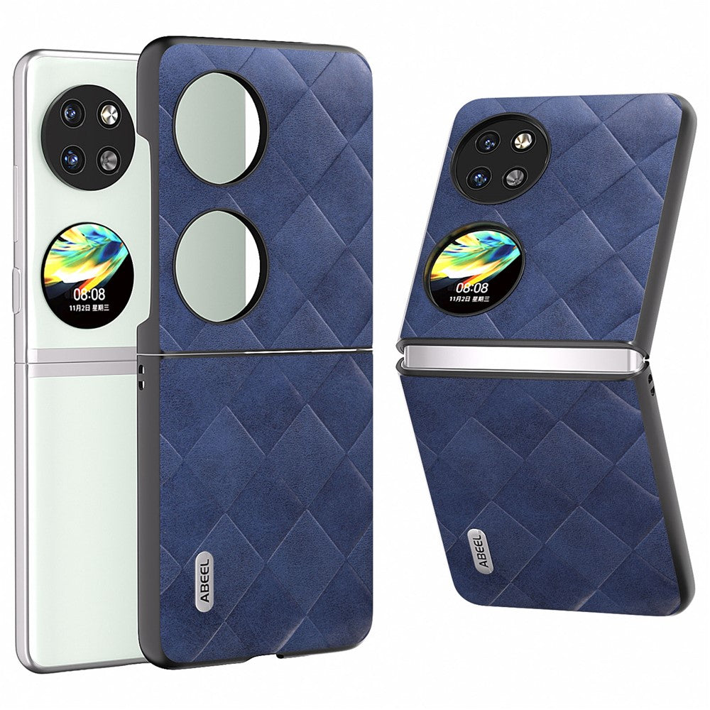 ABEEL För Huawei Pocket 2 Skal PU Läder + PC Rutstruktur mobilskyddsfodral