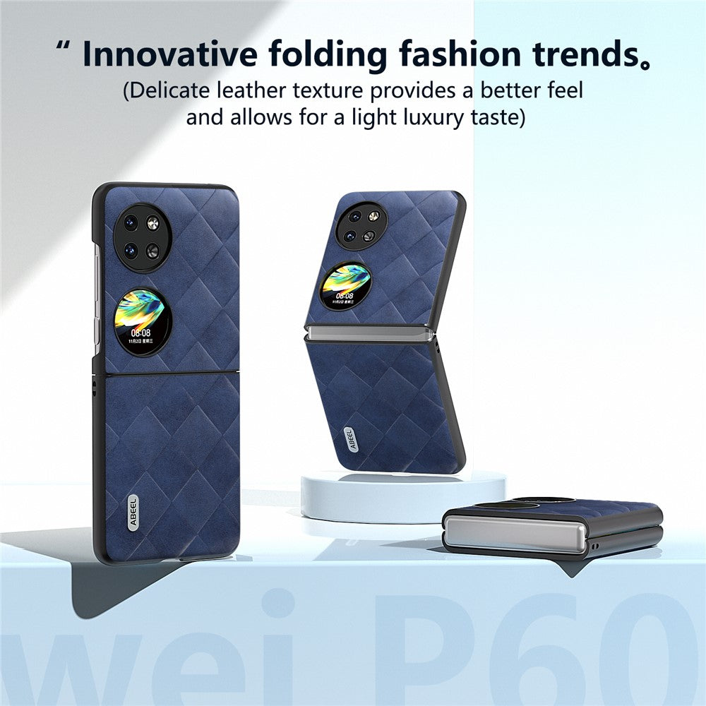 ABEEL För Huawei Pocket 2 Skal PU Läder + PC Rutstruktur mobilskyddsfodral
