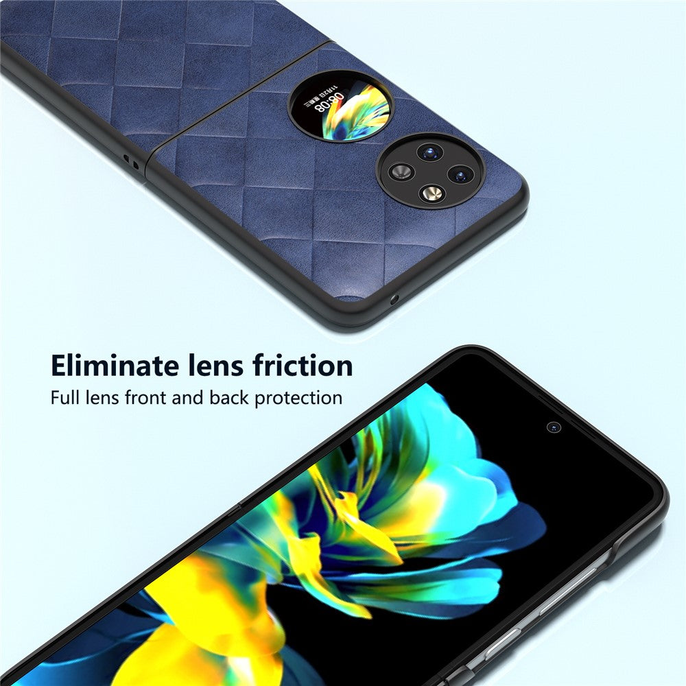 ABEEL För Huawei Pocket 2 Skal PU Läder + PC Rutstruktur mobilskyddsfodral