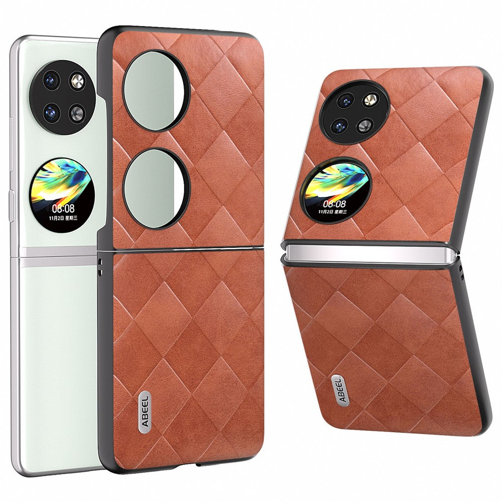 ABEEL För Huawei Pocket 2 Skal PU Läder + PC Rutstruktur mobilskyddsfodral