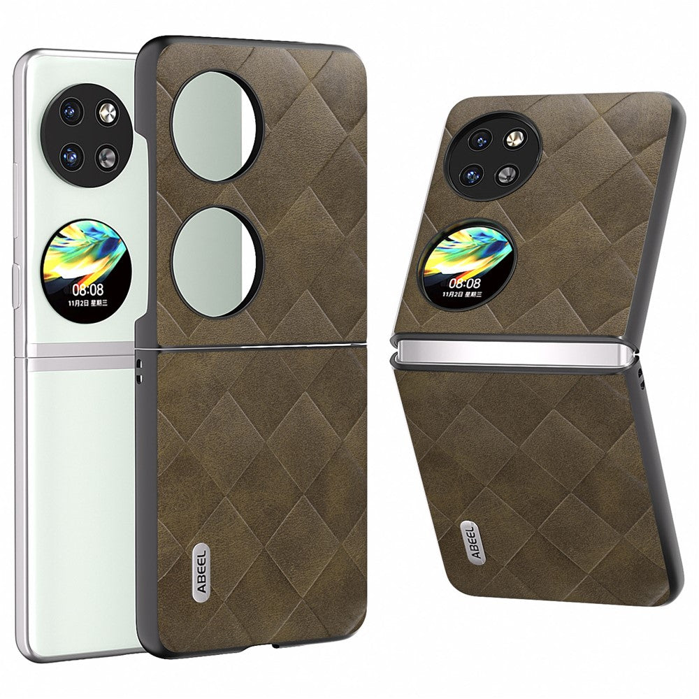 ABEEL För Huawei Pocket 2 Skal PU Läder + PC Rutstruktur mobilskyddsfodral
