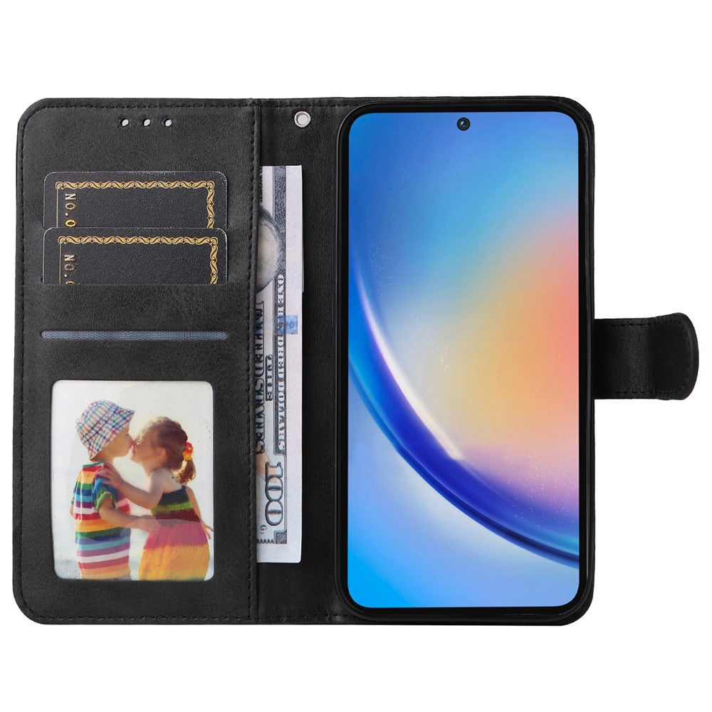 Läderfodral för Samsung Galaxy A35 5G med korthållare, stativ, stötsäkert skal