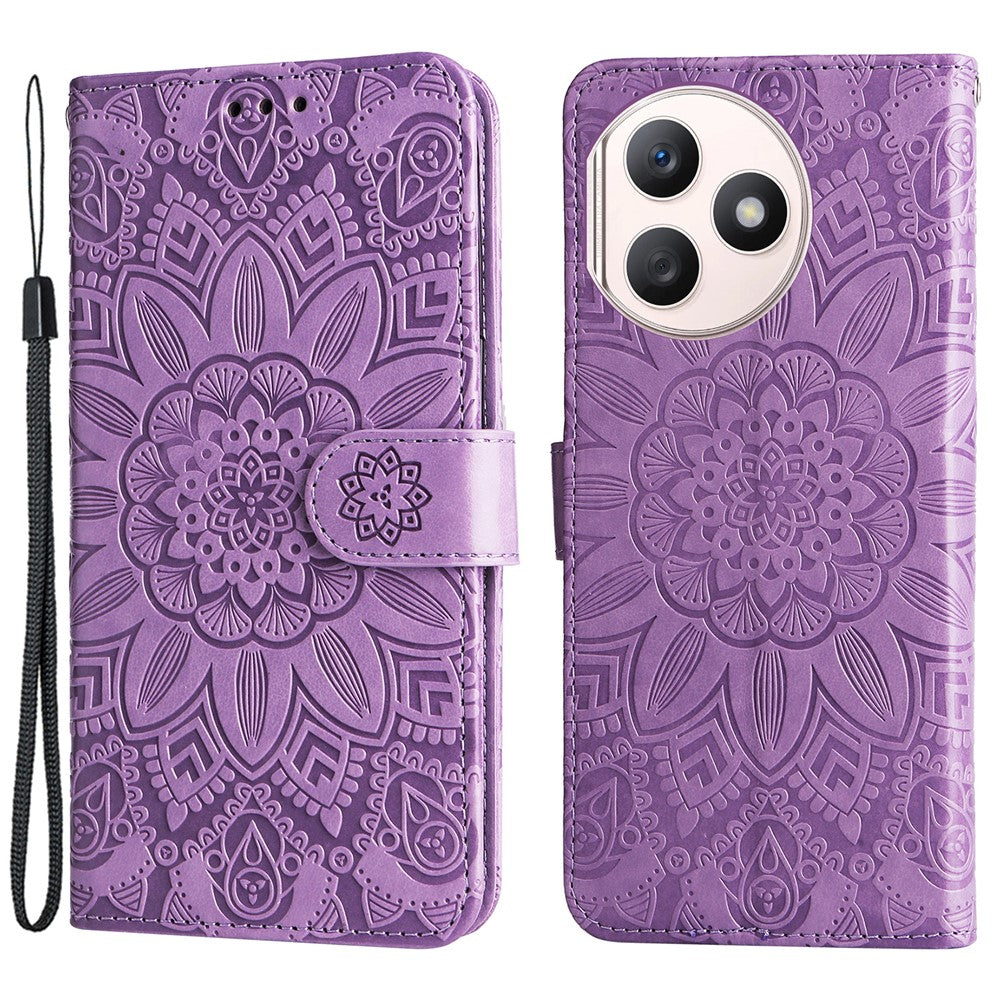 For Honor X50i+ 5G Case Imprinted Sunflower Wallet PU Leather Shell Phone Cover