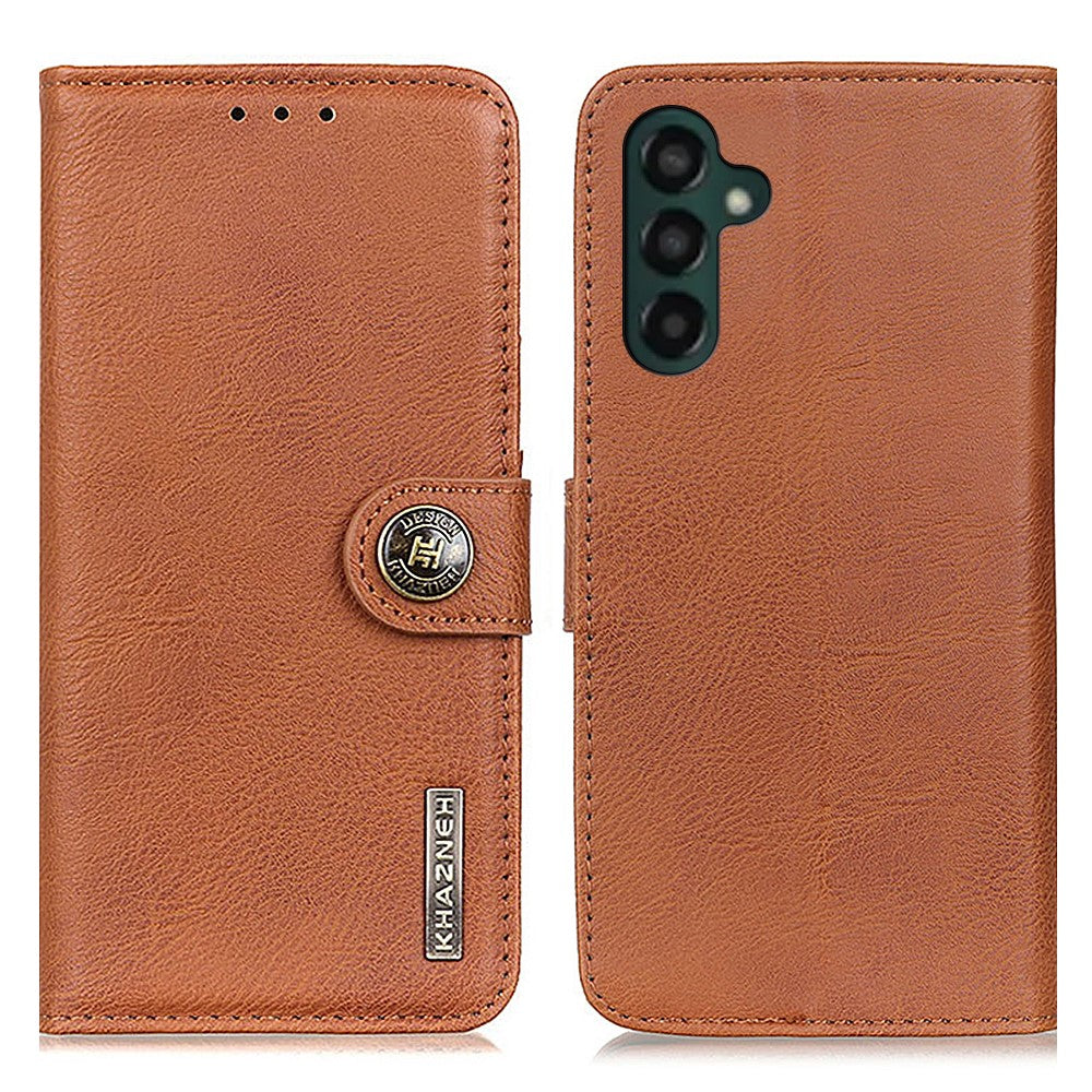 KHAZNEH Cowhide Texture Case for Samsung Galaxy A55 5G PU Leather Protective Cover Wallet