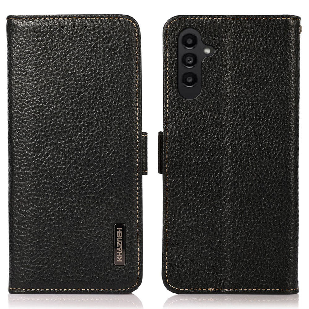 KHAZNEH For Samsung Galaxy A55 5G Case Wallet with RFID Blocking Genuine Cow Leather Cover
