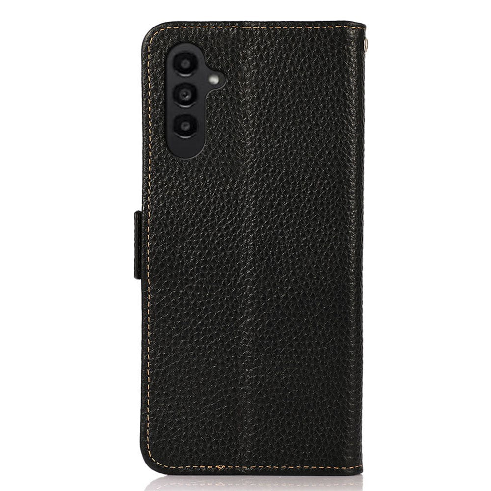 KHAZNEH For Samsung Galaxy A55 5G Case Wallet with RFID Blocking Genuine Cow Leather Cover